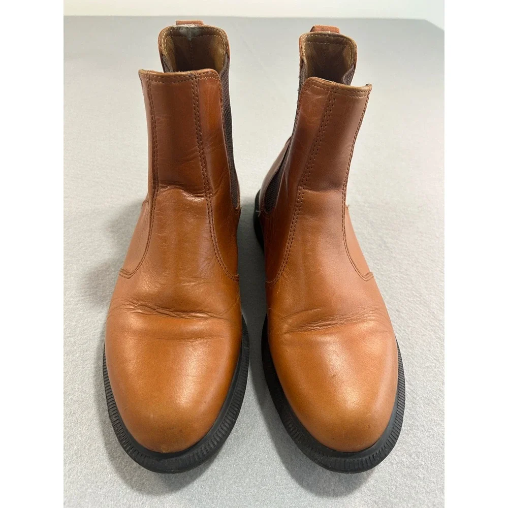 Dr. Martens Flora Chelsea Boots Mens Size 9 Tan Leather Elastic Gusset Shoes